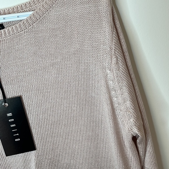MOHITO | Blush Pink Silver "Paint" Ombre High Low Sweater - Picture 8 of 11